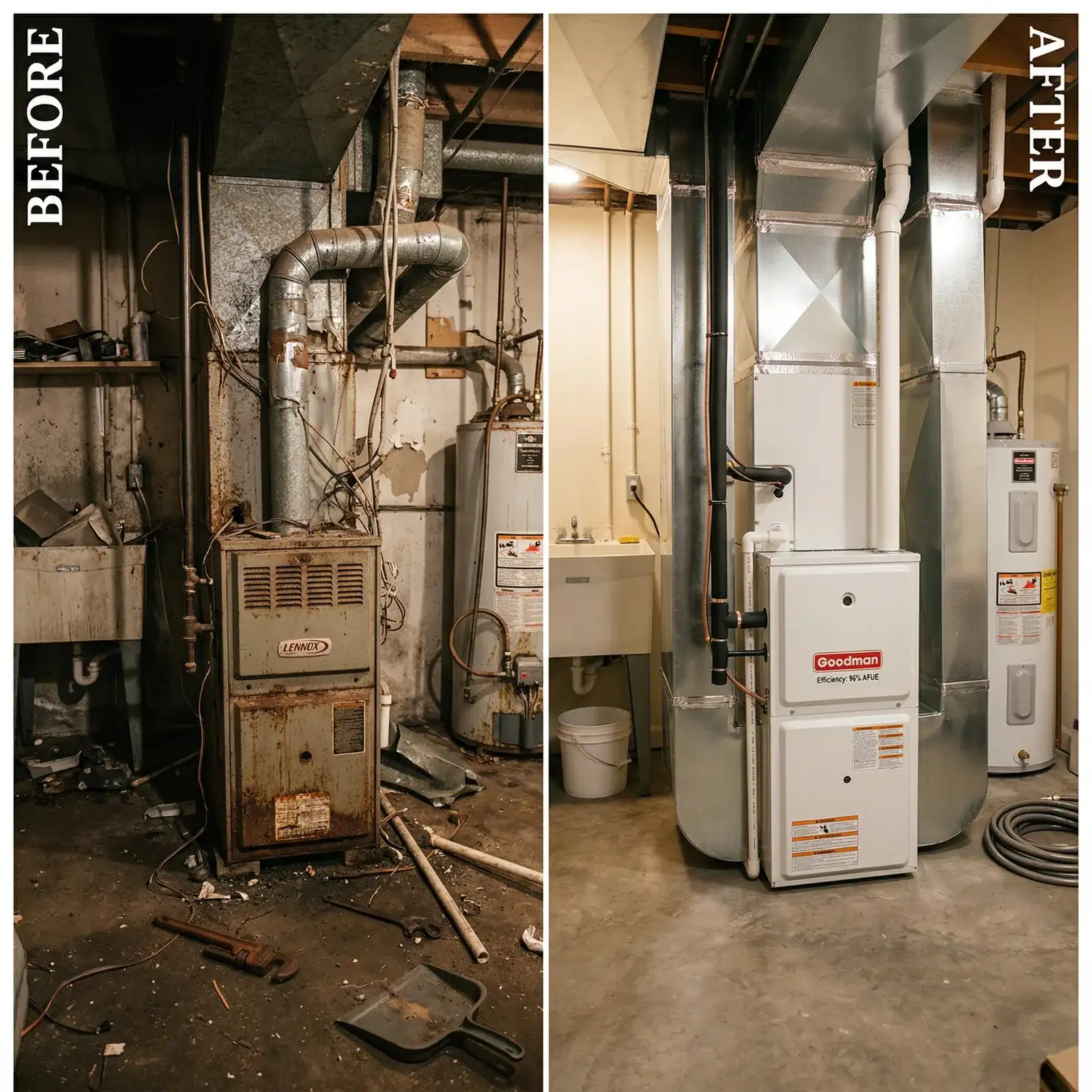 HVAC installation before and after