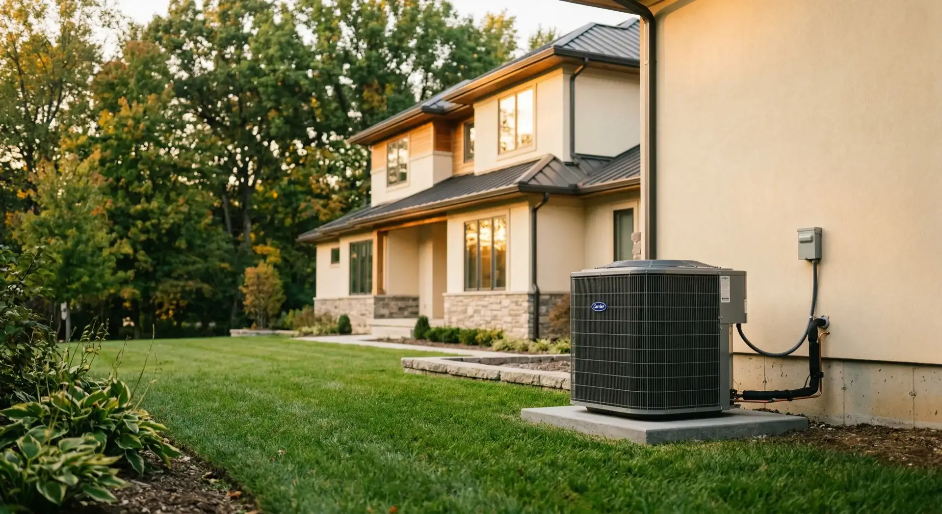 HVAC technician installing a modern heating and cooling system
